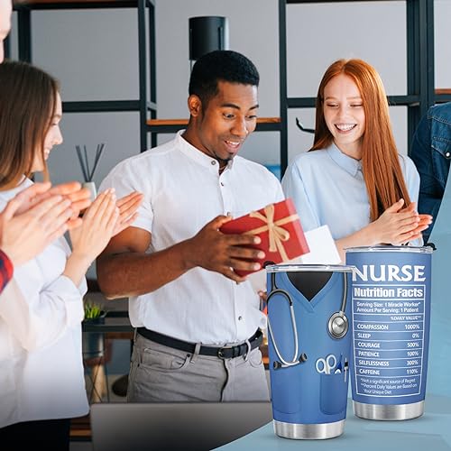 Shqiueos Funny Nurse Gifts for Women Men Coffee Tumbler Cup 20oz, Nurses Week Appreciation Gift, Birthday Gifts for Nicu & School Nurse Practitioner Present Christmas Water Bottle - Image 3