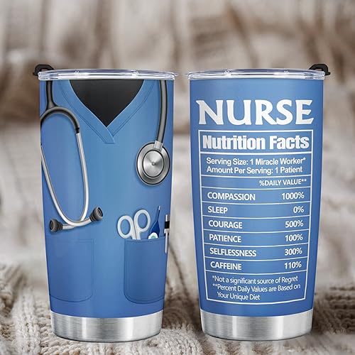 Shqiueos Funny Nurse Gifts for Women Men Coffee Tumbler Cup 20oz, Nurses Week Appreciation Gift, Birthday Gifts for Nicu & School Nurse Practitioner Present Christmas Water Bottle - Image 5