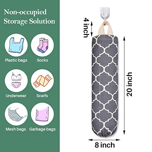 LeCorner Plastic Bag Holder, Washable Grocery Bag Holder for Plastic Bags, Strong Plastic Bag Storage Dispenser with Hanging Loop, Wall Mount Trash Bag Dispenser for Home Kitchen Cabinet (Dark Grey) - Image 3