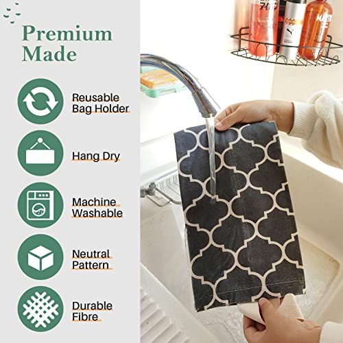 LeCorner Plastic Bag Holder, Washable Grocery Bag Holder for Plastic Bags, Strong Plastic Bag Storage Dispenser with Hanging Loop, Wall Mount Trash Bag Dispenser for Home Kitchen Cabinet (Dark Grey) - Image 4