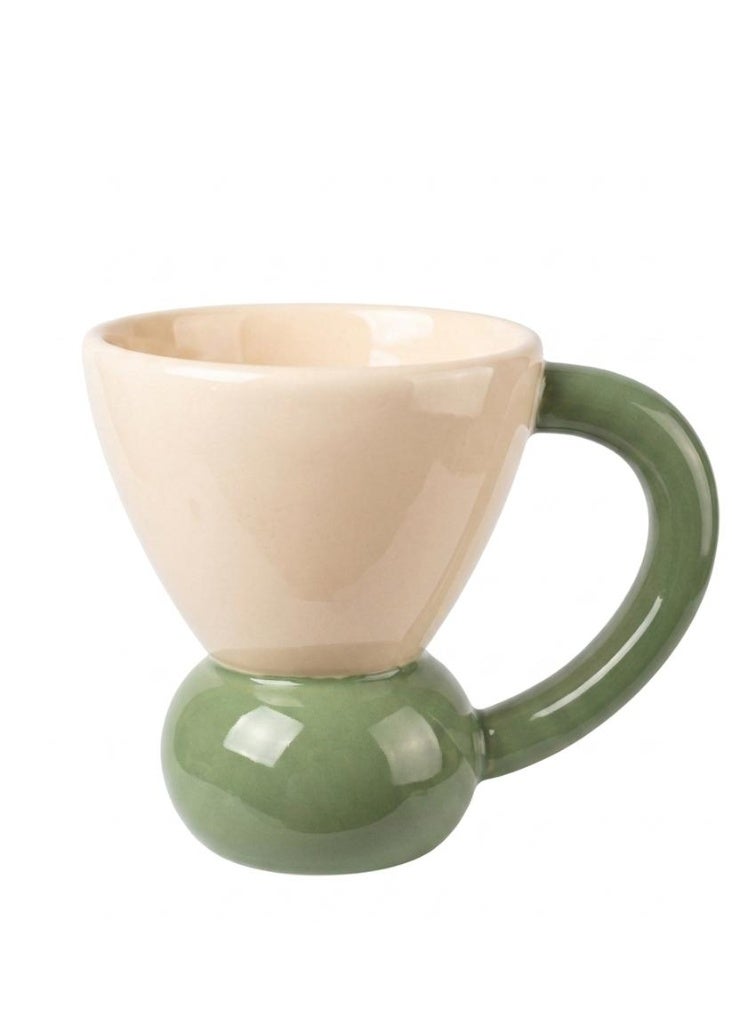 AKDC CERAMIC MUG 350ML CREAM/GREEN - Image 1
