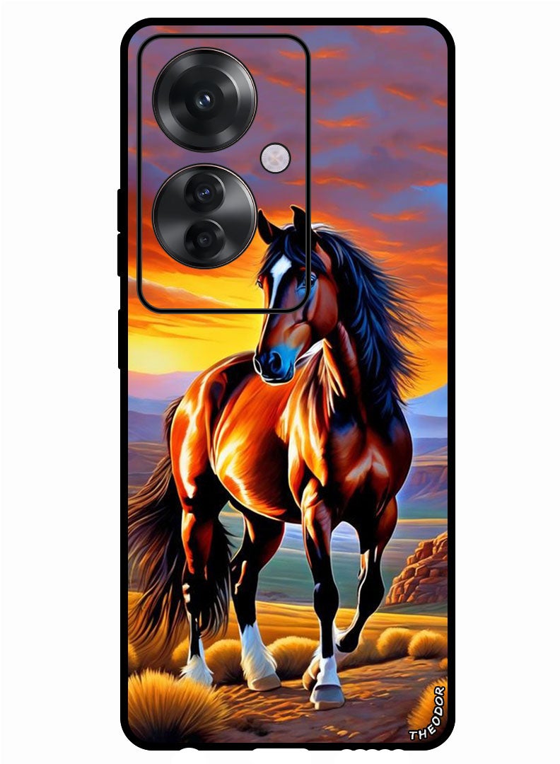 Theodor Protective Case Anti Scratch Shock Proof Bumper Cover For Oppo F25 Pro Horse Painting - Image 1