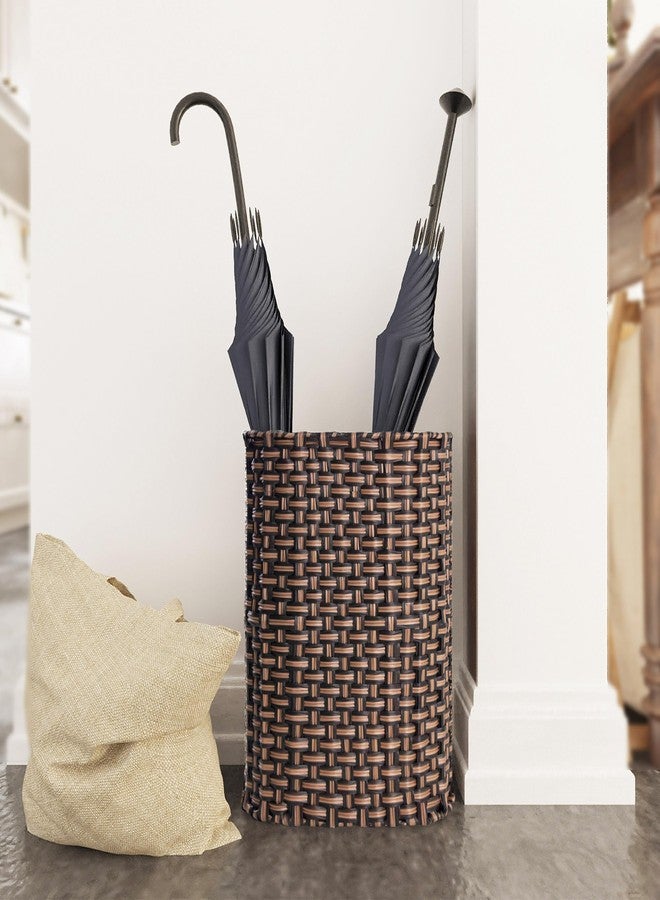 PEMAR Wicker Umbrella Holder Indoor Outdoor, Decorative Hand Woven Umbrella Stand Rack for Home, Entryway Rustic Farmhouse Multipurpose Narrow Tall Basket (Brown) - Image 4