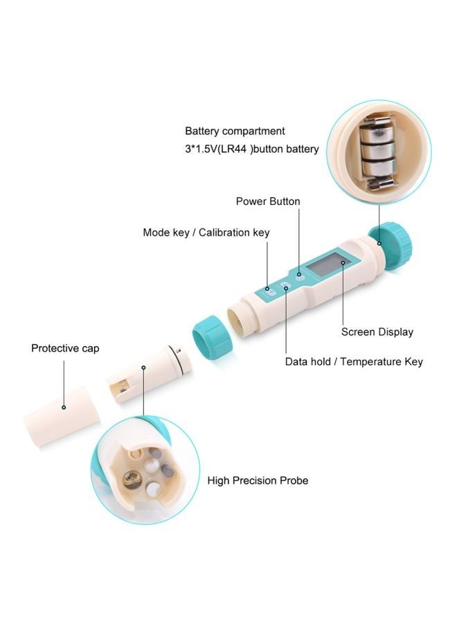 NIBEMINENT 7-In-1 Pocket Water Quality Tester White/Blue - Image 3