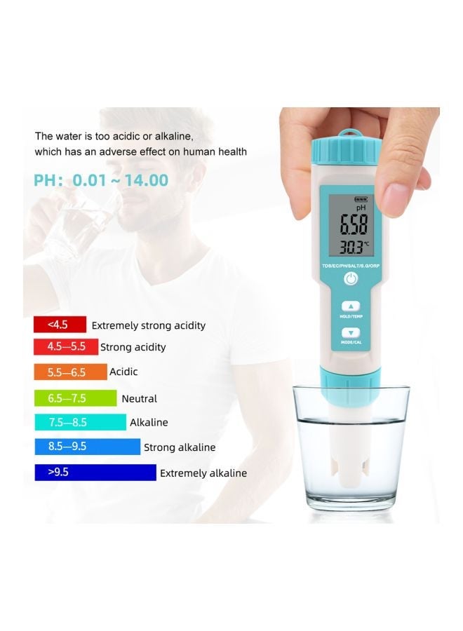 NIBEMINENT 7-In-1 Pocket Water Quality Tester White/Blue - Image 5