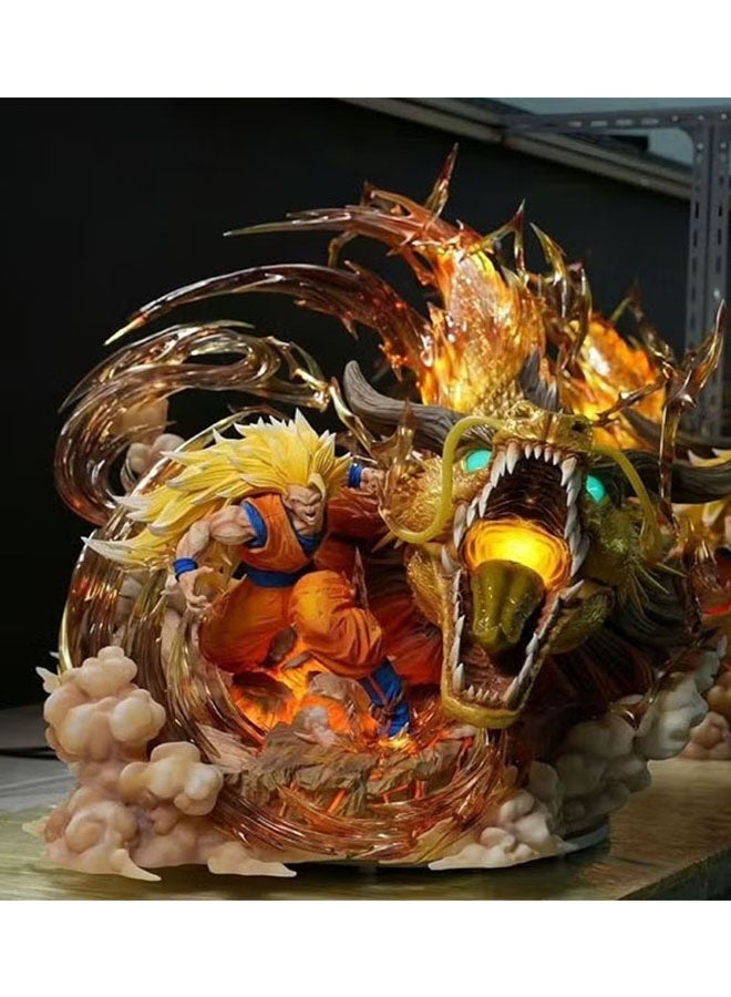 Halamodo Dragon Ball 27 cm Super Saiyan Three Goku with Dragon Fist - Blasting Scene A Cool Anime Model for Desk Display and Present - Image 4