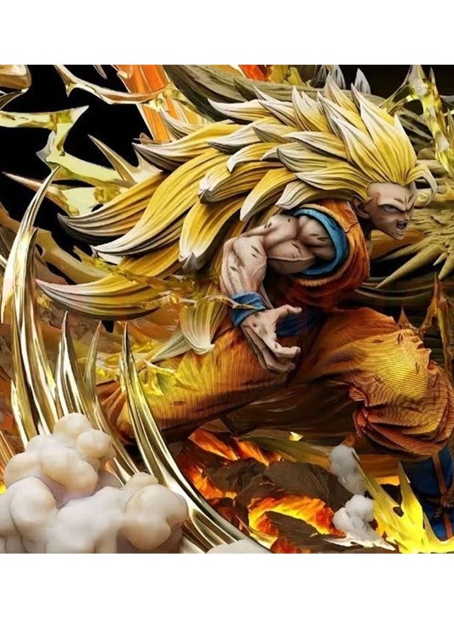 Halamodo Dragon Ball 27 cm Super Saiyan Three Goku with Dragon Fist - Blasting Scene A Cool Anime Model for Desk Display and Present - Image 3