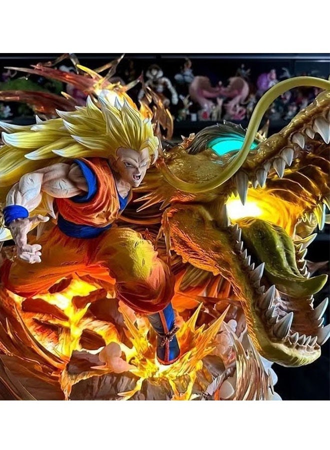Halamodo Dragon Ball 27 cm Super Saiyan Three Goku with Dragon Fist - Blasting Scene A Cool Anime Model for Desk Display and Present - Image 2