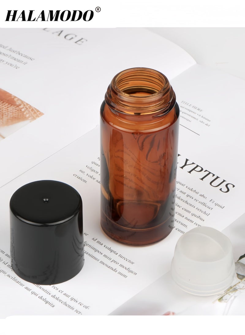 HALAMODO 10PCS Essential Oil Roller Bottles with Roller Ball, 5ml Refillable Leak-proof Empty Thick Amber Glass Roll on Bottles with Caps for Travel, Perfume - Image 3