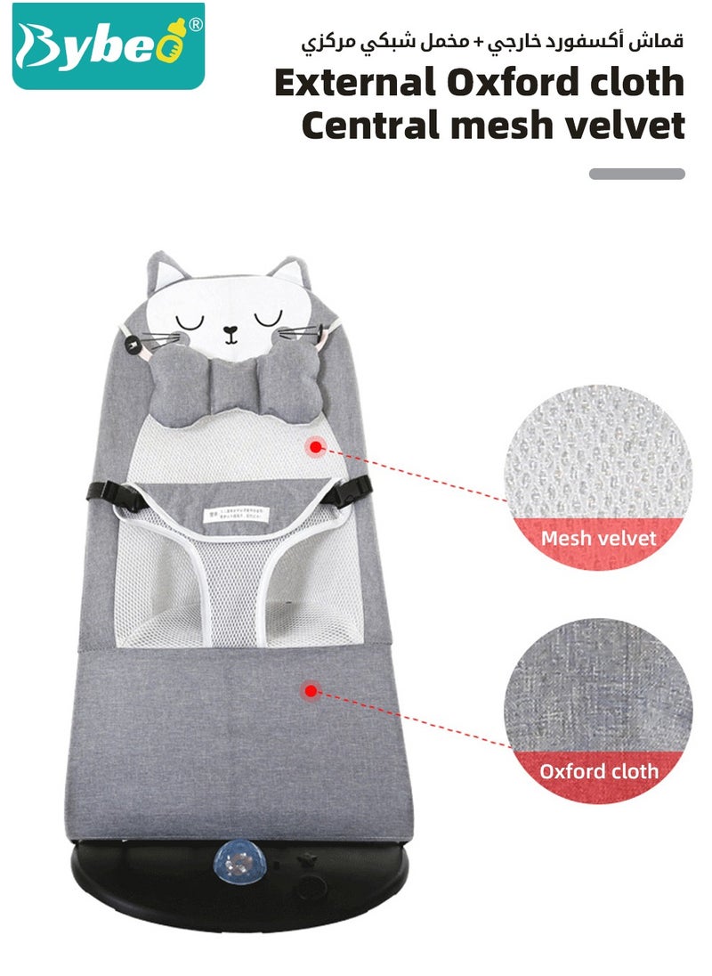 Bybeo - Baby Bouncer, Infant Rocker, Portable Baby Swing Chair, Durable Bouncer Seat, Infant Rocking Bouncer for Babies, with 3-Point Harness, 4 Adjustable Height, Mosques Net, Toy Rack - Image 1