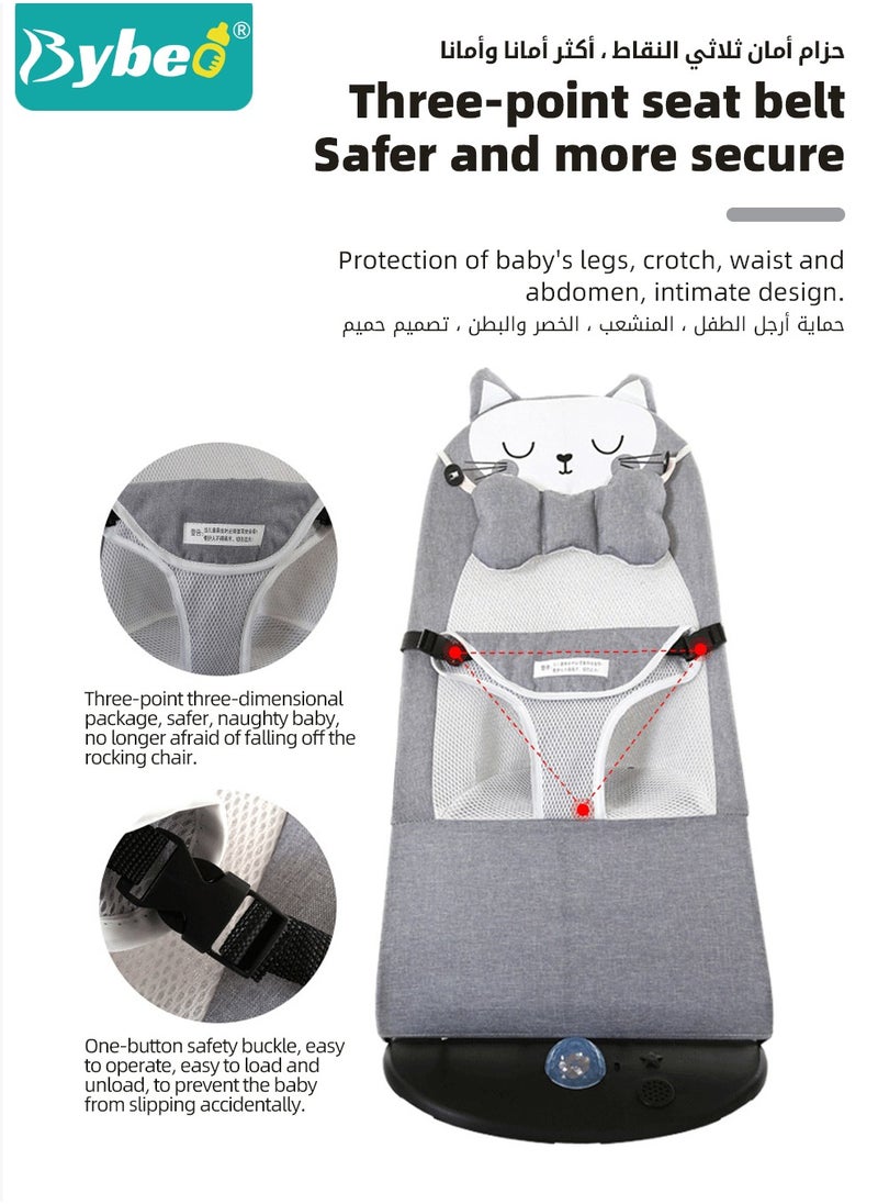 Bybeo - Baby Bouncer, Infant Rocker, Portable Baby Swing Chair, Durable Bouncer Seat, Infant Rocking Bouncer for Babies, with 3-Point Harness, 4 Adjustable Height, Mosques Net, Toy Rack - Image 1