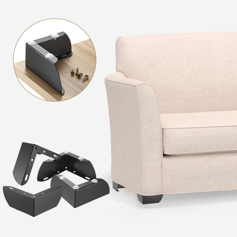 أونماي أرجل أثاث معدنية من Ownmy، 4 قطع، أرجل أريكة سوداء مقاس 2 بوصة، أرجل خزانة ملابس، أرجل عثمانية عصرية، أرجل طاولة قهوة، قواعد معدنية لرفع الكراسي والخزائن، أرجل أريكة مثلثة شديدة التحمل، أقدام بديلة لأثاث الزاوية. - Image 4