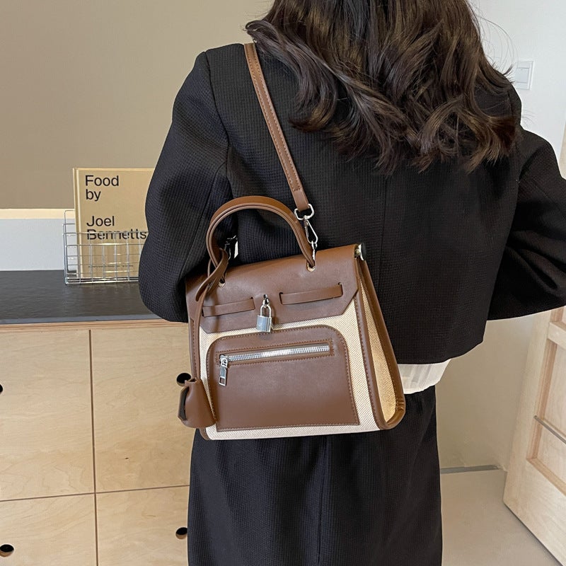 Small Square Bag For Women Fashion 2023 New Canvas Backpack Trendy Foreign Style Large Capacity Satchel Shoulder Bag - Image 3