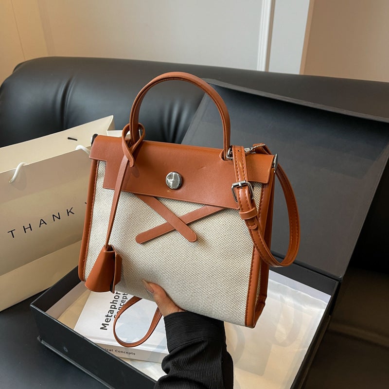 Small Square Bag For Women Fashion 2023 New Canvas Backpack Trendy Foreign Style Large Capacity Satchel Shoulder Bag - Image 2