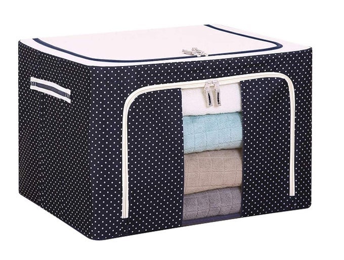 STEEL FRAME DOUBLE OPENING ZIPPED CLOTHES STORAGE BAG WITH WINDOW FOLDING MULTICOLOR 66 LITER POLYPROPYLENE