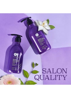L LUSETA Luseta Purple Shampoo and Conditioner Set for Blonde, Gray - Color Treated Hair - Sulfate Free Paraben Free - Infused with Cocos Nucifera Oil for Curly and Damaged Hair - 2x16.9oz  - Image 3