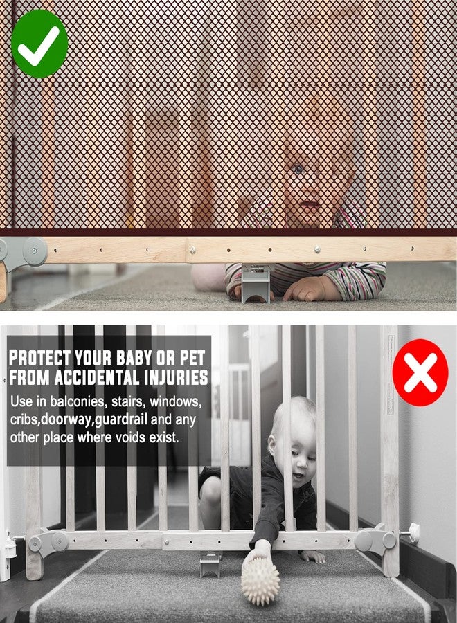 JIFTOK Baby Gate for Stairs, Banister Guard for Kids, Pets, Toys, 10ft L x 2.6 ft H, Mesh Netting Safety Net for Balcony Rail Stair, Stairway Net Baby Safety Products for Indoor & Outdoor (Brown) - Image 5