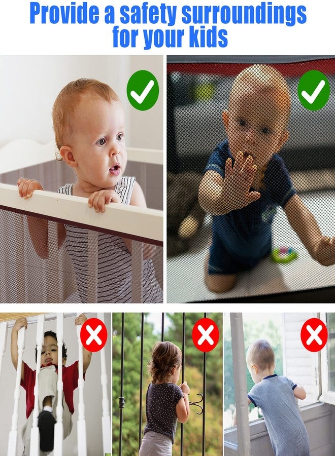 JIFTOK Baby Gate for Stairs, Banister Guard for Kids, Pets, Toys, 10ft L x 2.6 ft H, Mesh Netting Safety Net for Balcony Rail Stair, Stairway Net Baby Safety Products for Indoor & Outdoor (Brown) - Image 4