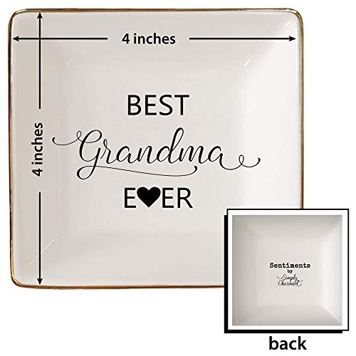 Simply Charmed Best Grandma Ever -Birthday Day Gift – Ceramic Jewelry Dish, Ring Holder, Trinket Tray – Elegant Gift for Grandparent's Day - Image 3