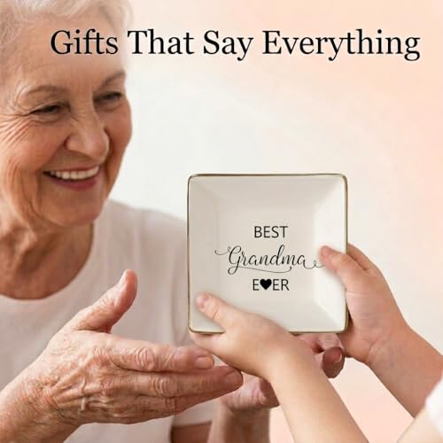 Simply Charmed Best Grandma Ever -Birthday Day Gift – Ceramic Jewelry Dish, Ring Holder, Trinket Tray – Elegant Gift for Grandparent's Day - Image 2