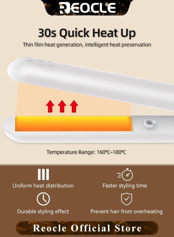 REOCLE 2-in-1 Mini USB Hair Straightener & Curler Portable Hair Straightener for Straightening & Curling Fast Heating Hair Styler for Travel & Home Use - Image 4