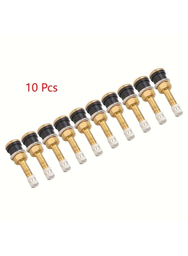 TR500 10Pcs Truck Valve Stem Straight Brass Heavy Duty Clamp For Tubeless Trailer Wheel Rims 0.625 Inch 15.87mm Diameter - Image 1