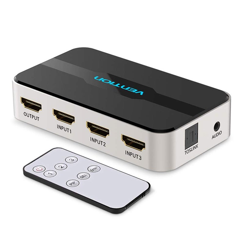 Vention 3 in 1 Out HDMI Switcher with Audio Splitter 4K 3D 3 Port IR Remote Compatible for PS3 PS4 Xbox 360 HDTV Projector - Image 2
