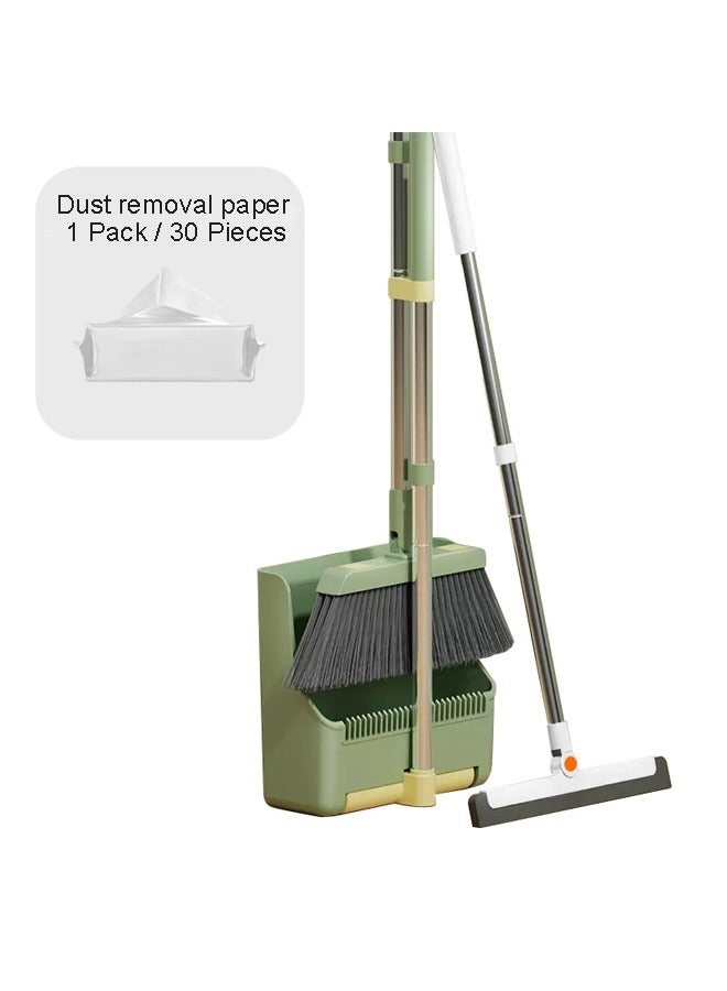 KLNAMAEAAN Set of 4 Dustpan, Broom, Wiper Combo Set With 30 piece Dust Proof Paper - Image 1