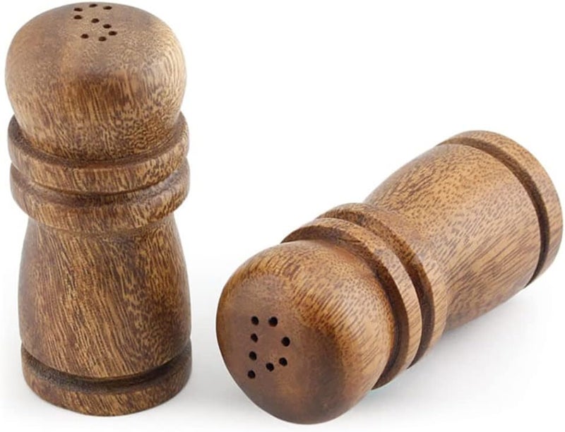 Dycica 4-Inch Tall Acacia Wood Salt and Pepper Shakers Set - Image 1