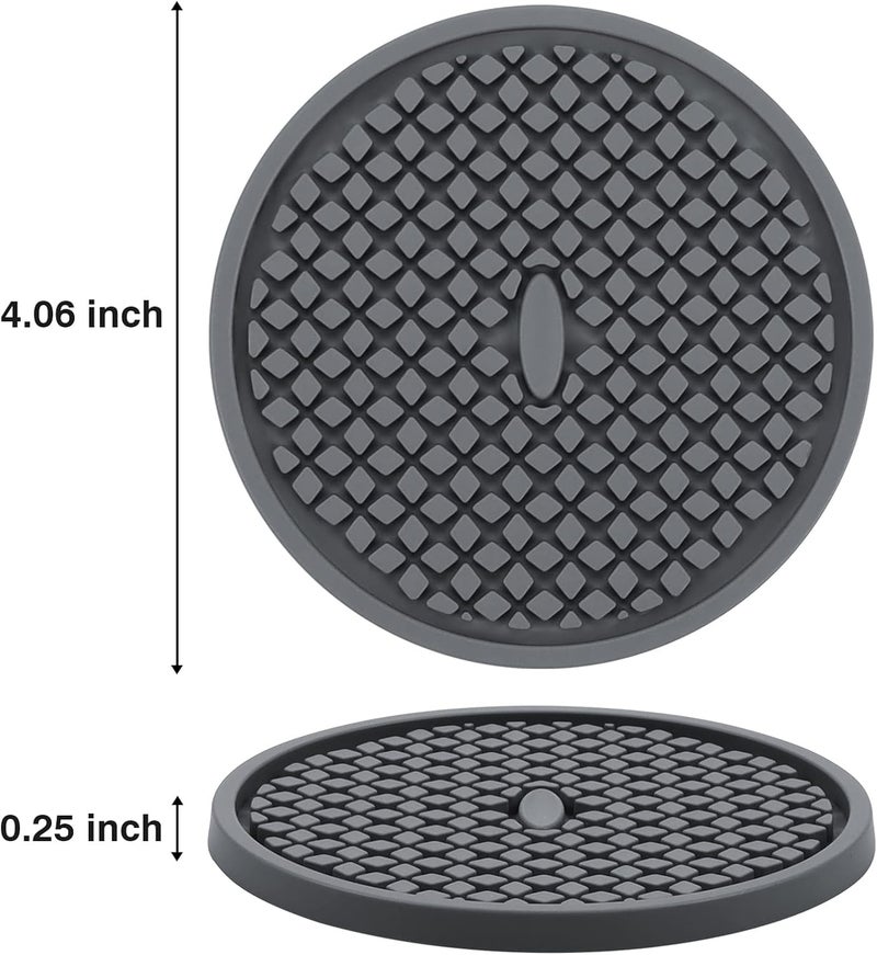 CAETOUNG 3 Pack Silicone Coasters for Drinks, Thickened Coaster with Deep Tray Grooved Design Cup Mat, Washable Heat Resistant Durable Non-Slip Coasters for Coffee Table Wooden Desk Kitchen Bar (Dark Grey) - Image 2