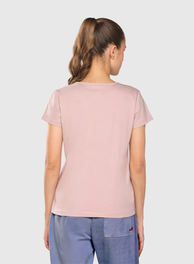 Musclemind Women's Printed V-Neck Regulr Fit T-Shirt with Super Soft, Long-Lasting Colour, Wrinkle Resistant Stretchable Fabric, for All Day Comfort