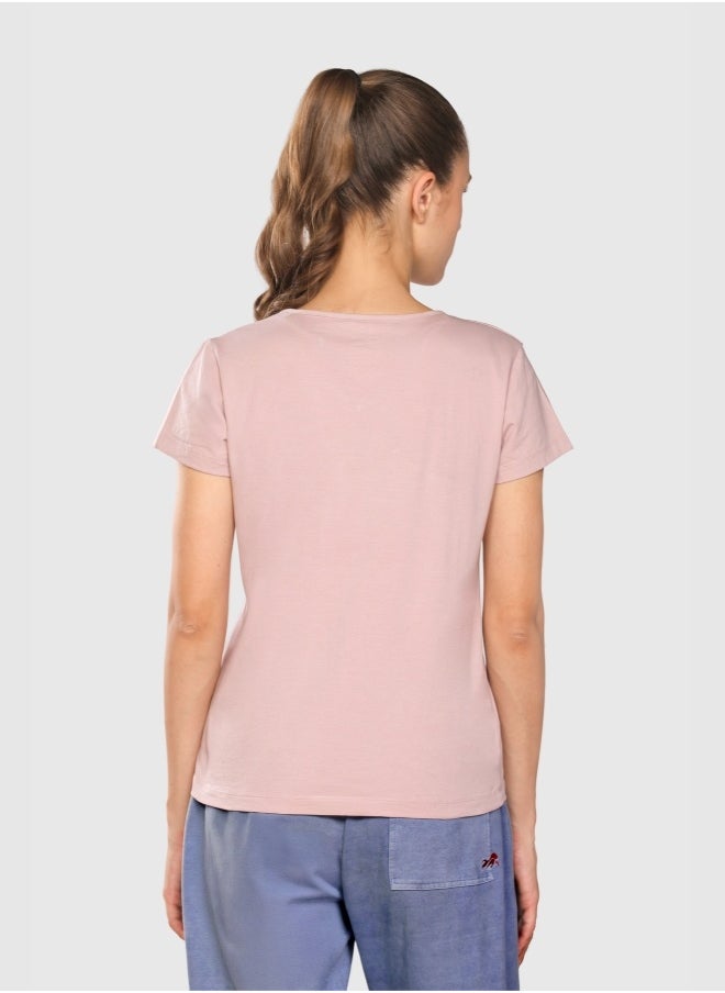 Musclemind Women's Printed V-Neck Regulr Fit T-Shirt with Super Soft, Long-Lasting Colour, Wrinkle Resistant Stretchable Fabric, for All Day Comfort  - Image 3