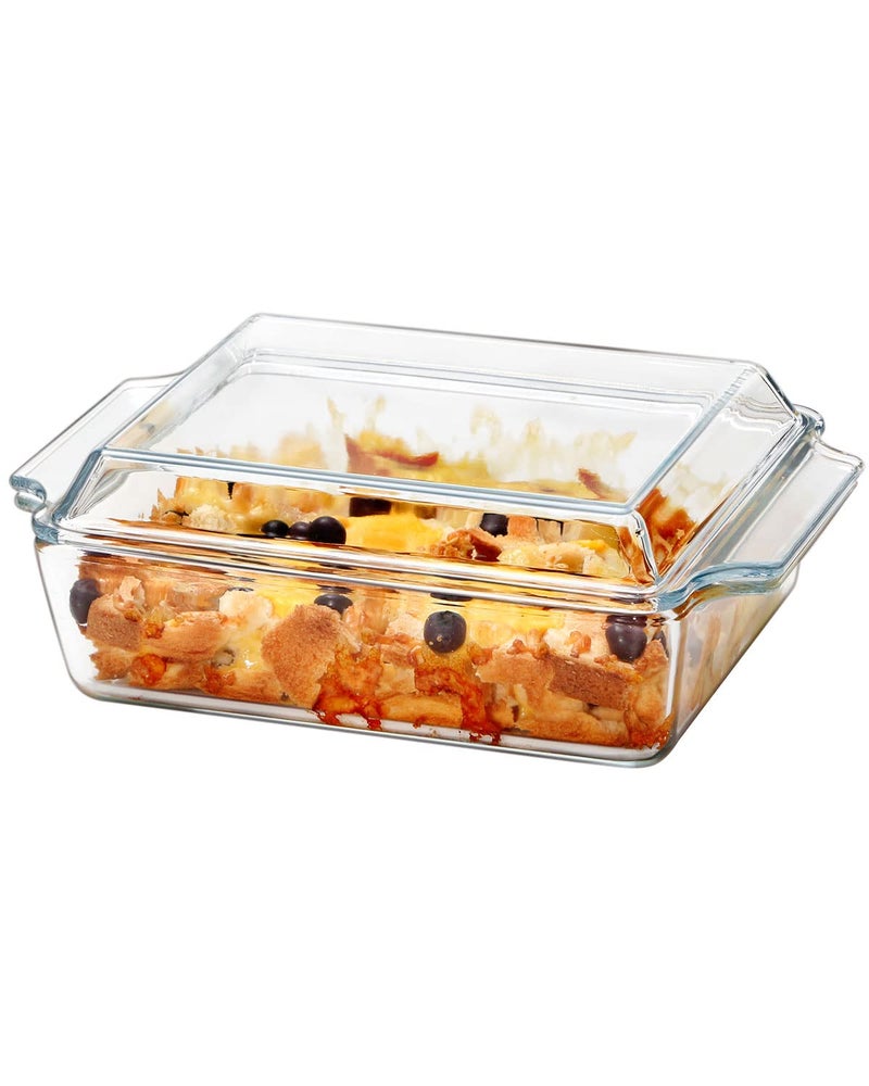 NUTRIUPS Rectangular Glass Casserole Dish With Lid Glass Bakeware Microwave Casserole Dish Lidded Oven Cookware 15L