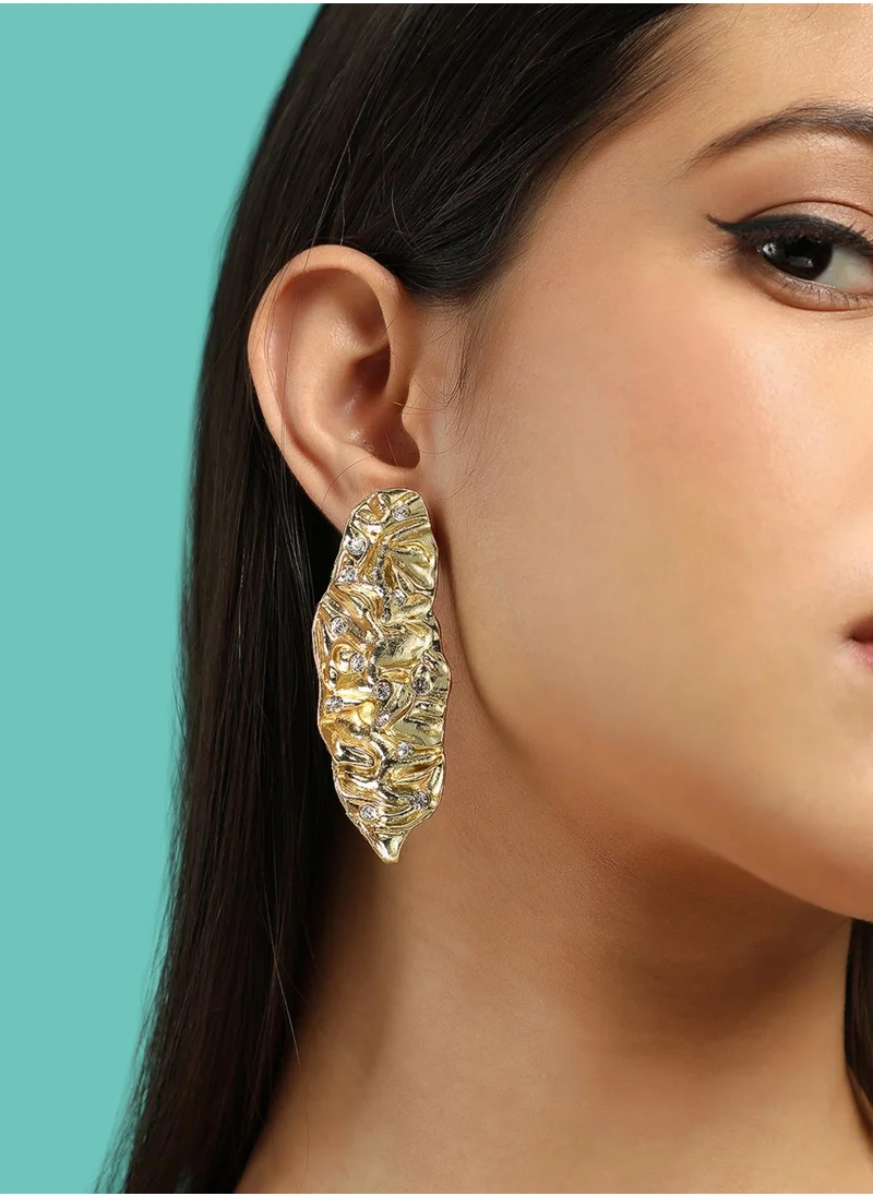 سوهي Stone Studded Contemporary The Foglia Drop Earrings