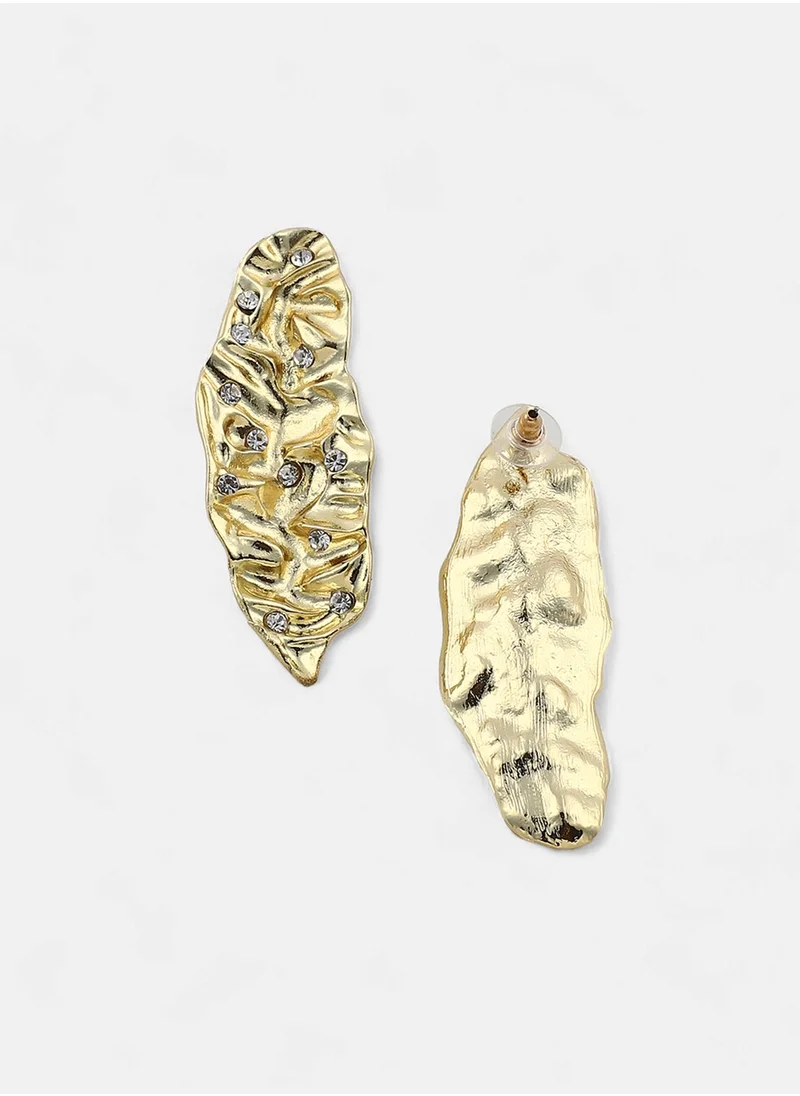 سوهي Stone Studded Contemporary The Foglia Drop Earrings