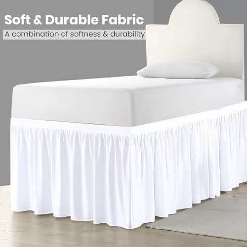 SGI bedding Dorm Bed Skirt Twin XL 32 Inch Drop Length - White, Ruffled Pattern College Dorm Room Bed Skirts - Split Corner, Easy Care, Wrinkle Free 1800 Series Microfiber Bed Skirt - Image 3