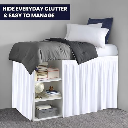 SGI bedding Dorm Bed Skirt Twin XL 32 Inch Drop Length - White, Ruffled Pattern College Dorm Room Bed Skirts - Split Corner, Easy Care, Wrinkle Free 1800 Series Microfiber Bed Skirt - Image 4