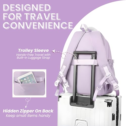 OCEANEVO College Bag for Girls WITH Luggage Tag and Bag Charm, School Bag for Girls 12-14 Years, Laptop Bag for Women for Office - 47 x 34 x 24 Cm - Model 2 - Purple - Image 5