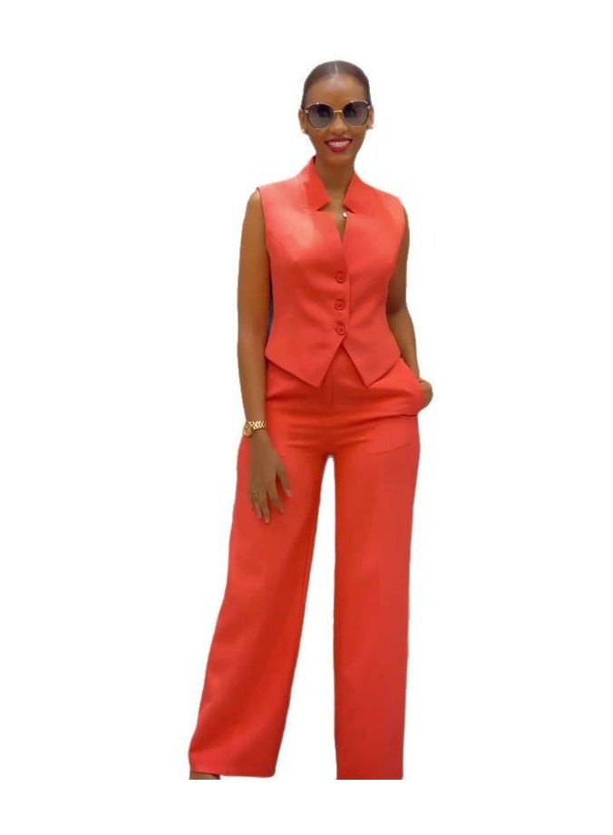 Shougu Fashion Casual Suit Solid Color Suit Vest Two-piece Set - Image 1