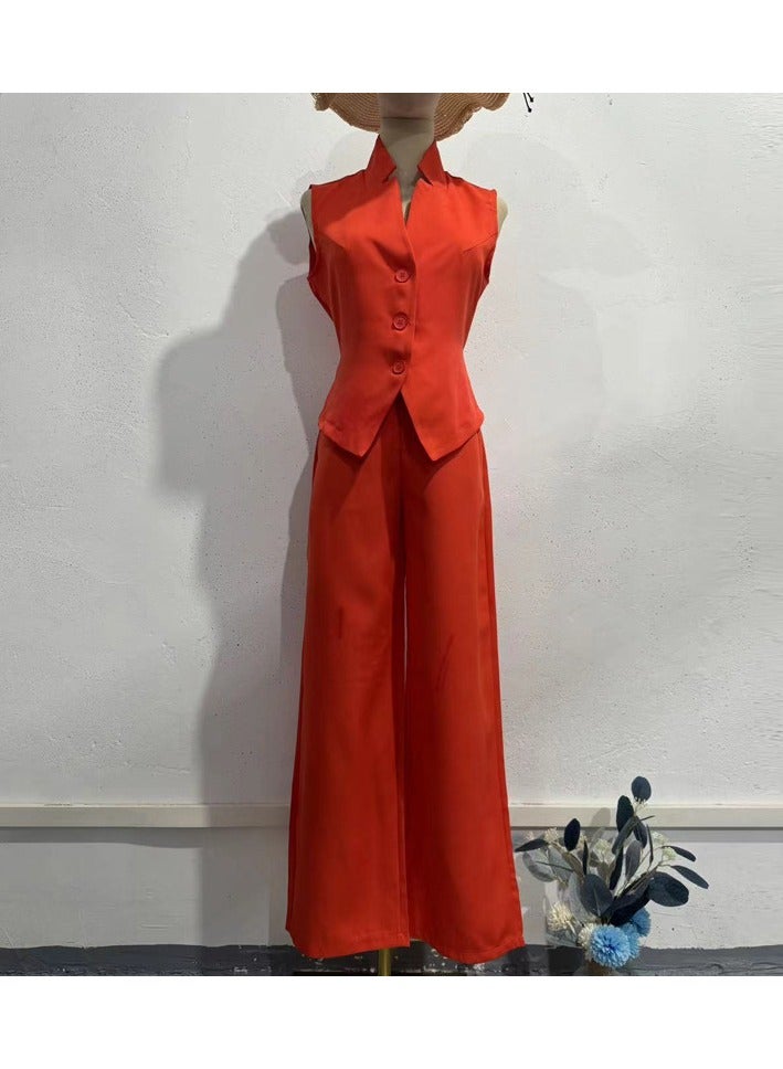 Shougu Fashion Casual Suit Solid Color Suit Vest Two-piece Set - Image 2