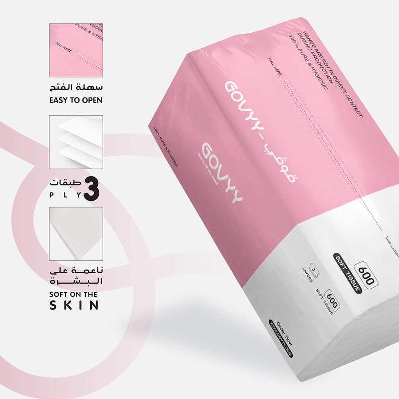 3 ply Facial Tissues -soft- Pack of 32 boxes x 600 Single Sheets, 200 pulls per Box – Soft, Durable Tissues, with real cotton feels- for all skin types Ideal for Daily use - Image 5