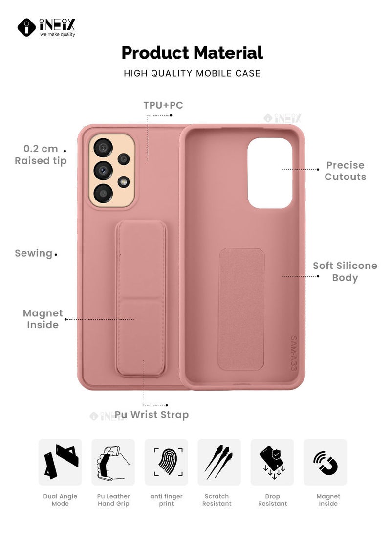 INEIX 3 In 1 Magnetic Hand Grip Holder Case For Samsung Galaxy A33 5G Pink - Image 2