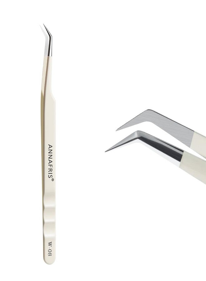 ANNAFRIS Lash Tweezers for Eyelash Extensions,Stainless Steel Lash Extension Tweezers for Easy Application and Removal-W08 - Image 1