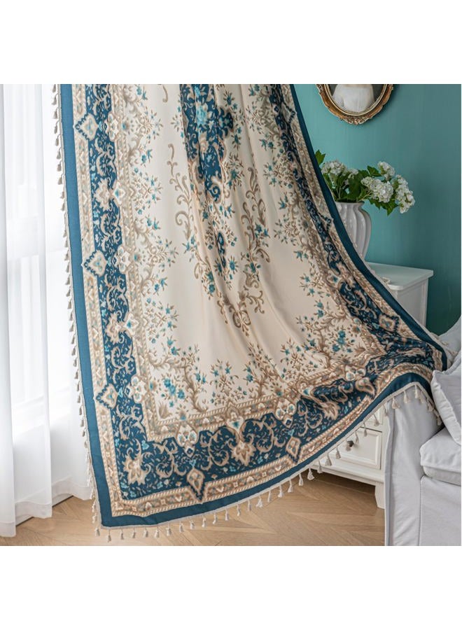 Erbnaryx Popular Handicrafts Printed Curtains for Living Room 72 Inches Long Indian Hippie Bohemian Curtains Rod Pocket Light Filtering 2 Panels, Navy - Image 1