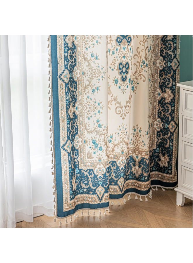Erbnaryx Popular Handicrafts Printed Curtains for Living Room 72 Inches Long Indian Hippie Bohemian Curtains Rod Pocket Light Filtering 2 Panels, Navy - Image 3