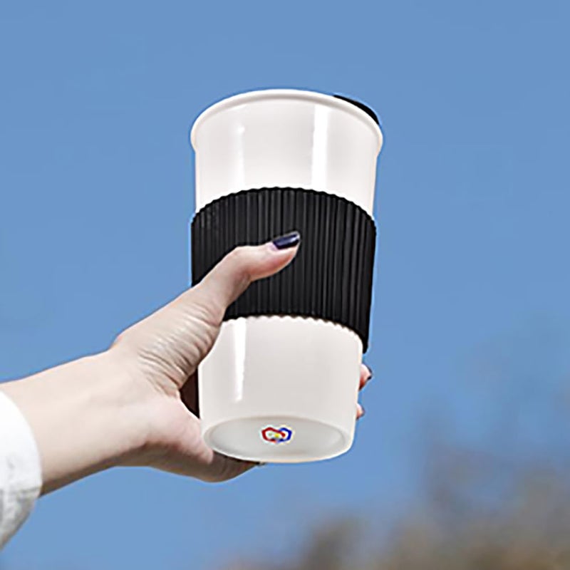 fMSDD Ceramic Travel Coffee Mug with Non-Slip Silicone Sleeve, and Slider Lid, Daily Reusable Cup, 12 oz, Black - Image 3