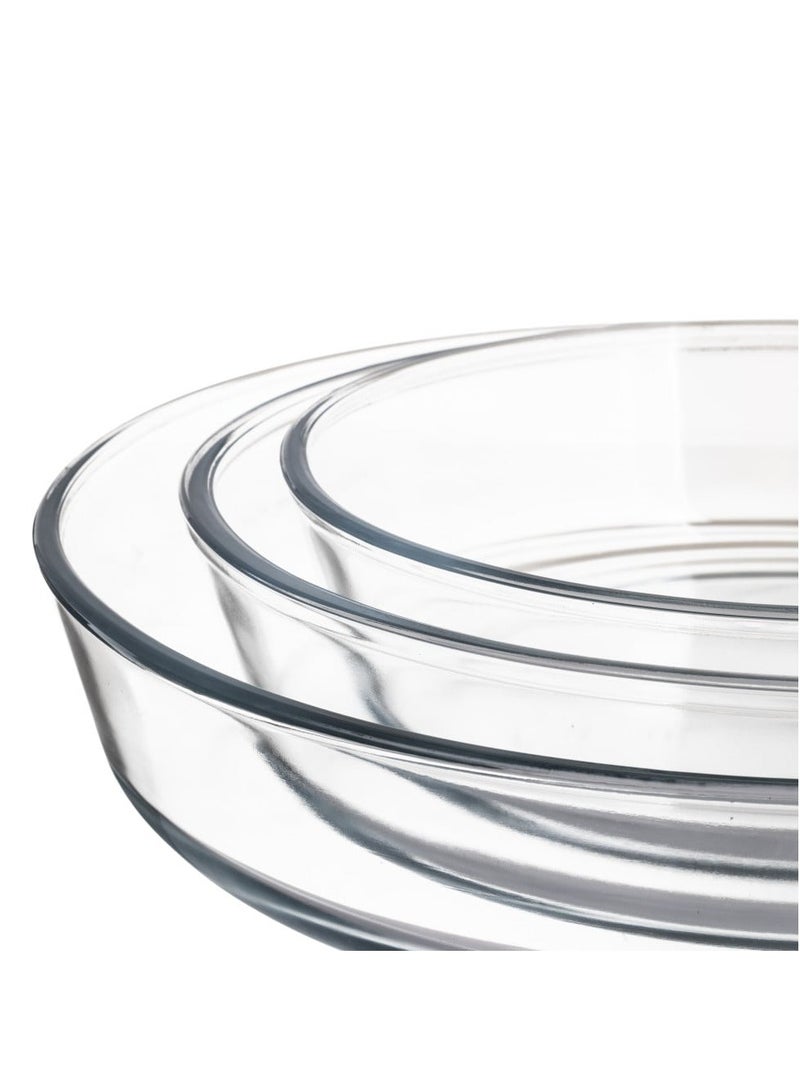 Mirolex Round Glass Oven Tray Set, 3 Pieces, 1.5 Liters/2 Liters/3 Liters - Image 2