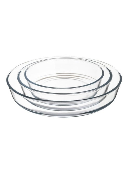 Round Glass Oven Tray Set, 3 Pieces, 1.5 Liters/2 Liters/3 Liters