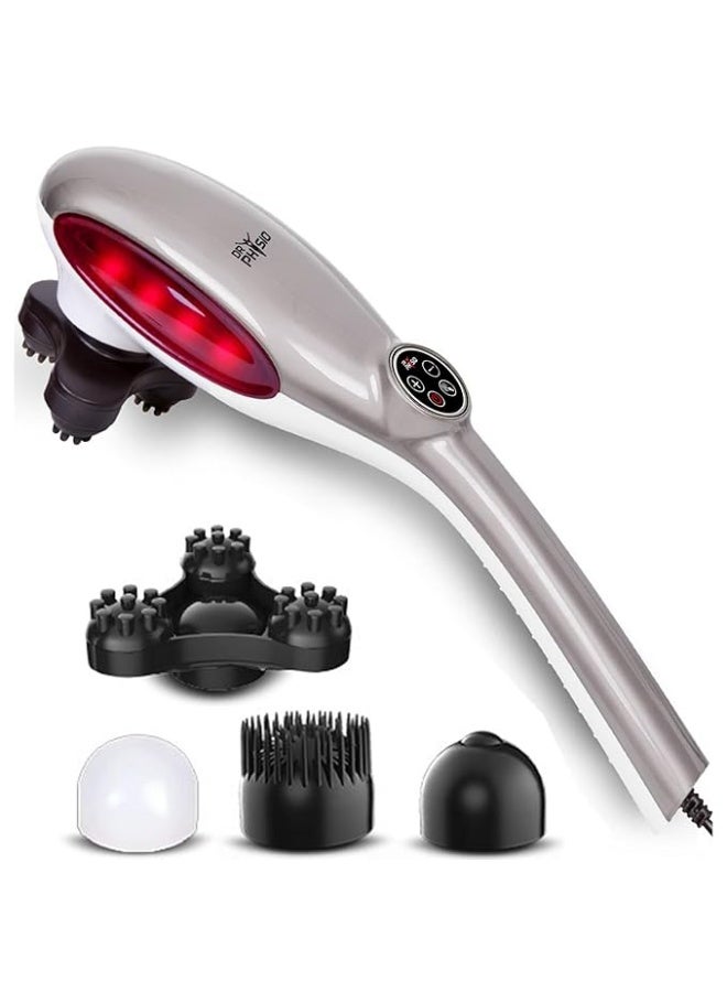 Dr Physio (USA) 1001 Electric Handheld Full Body Hammer Massager Machine for Pain Relief & Relaxation with 4 Massage Heads, 4 Speed Settings, Back, Leg & Foot (Silver) - Image 1