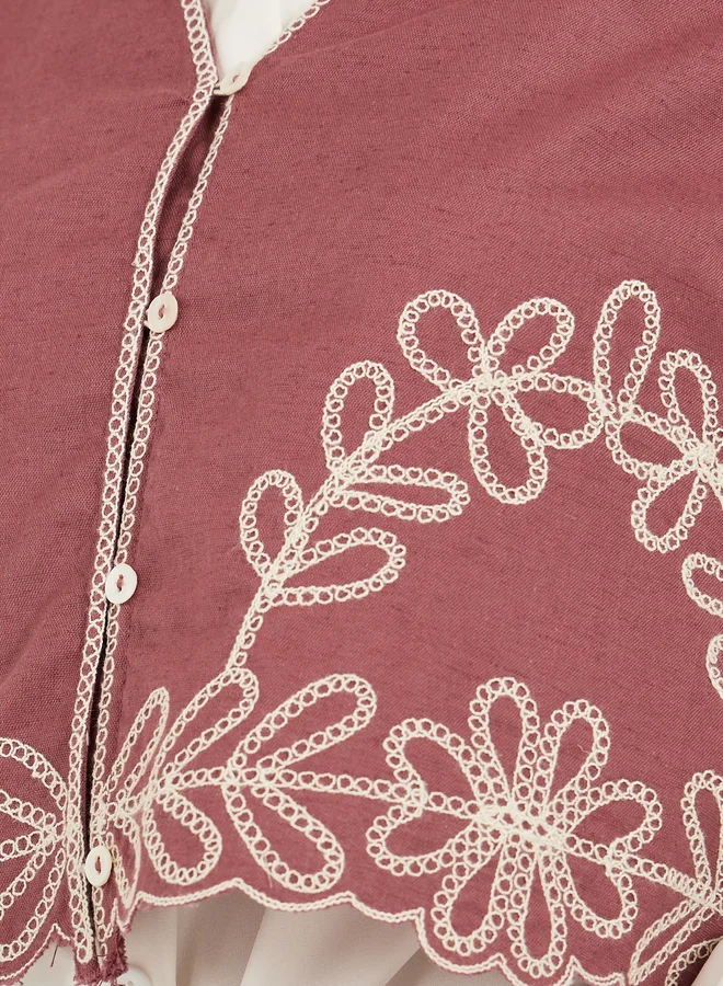 Styli Embroidered V-Neck Regular Fit Vest Top